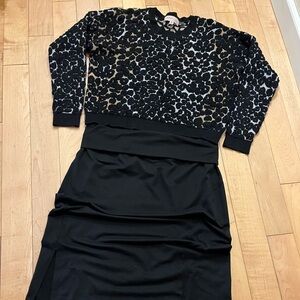 Philosophy Black and Animal Print Crop Sweater